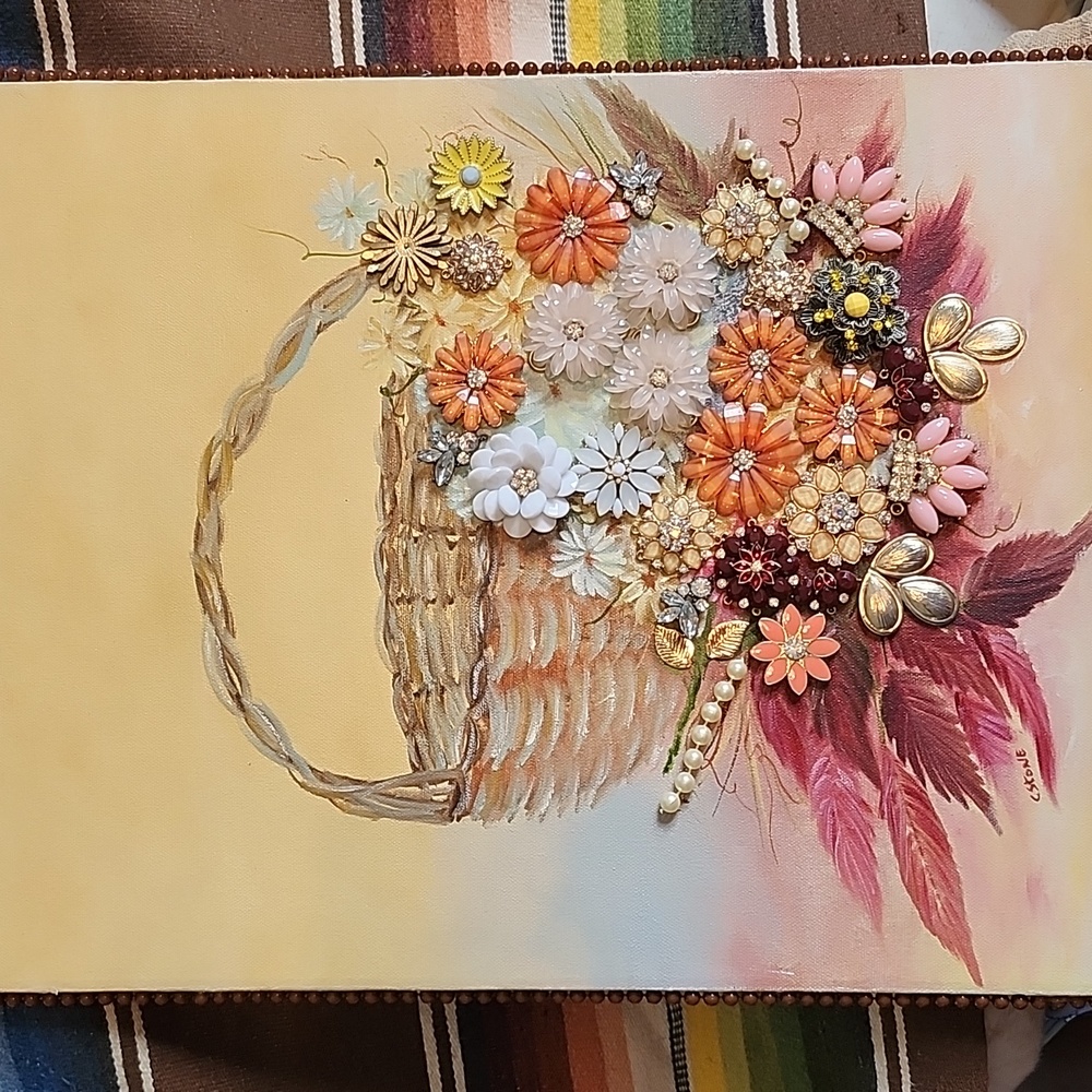 Handmade Jewerly Art Hand Painted Collage Picture